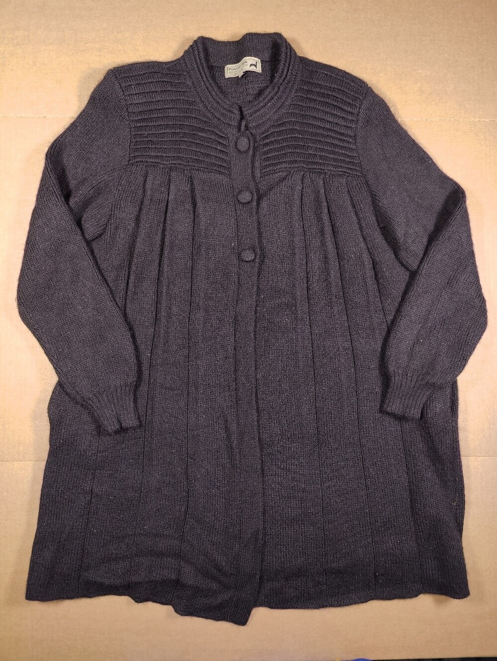 PERUVIAN LINK Alpaca Collection Black Knitted Cardigan Size XL Made In Peru